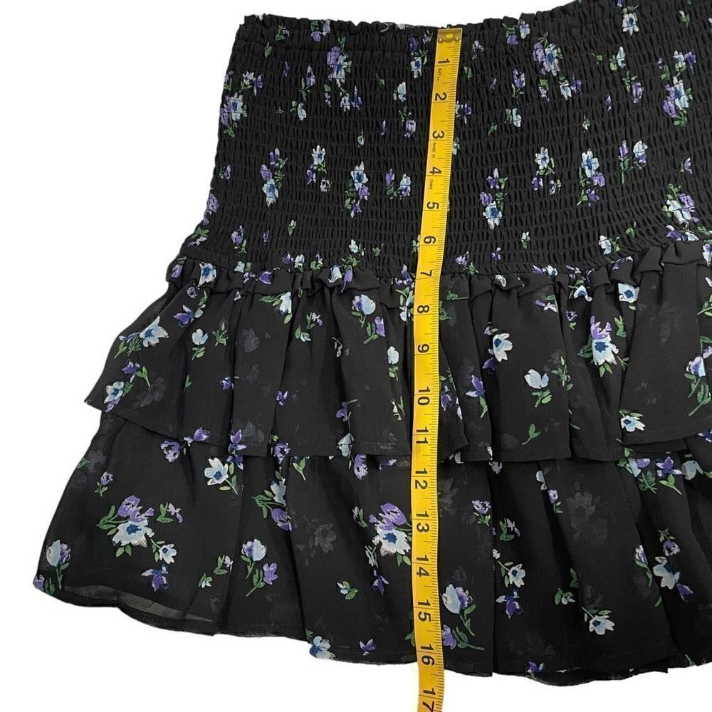 WAYF Black Floral Ruffled Mini Skirt Women's Medium - Picture 4 of 6